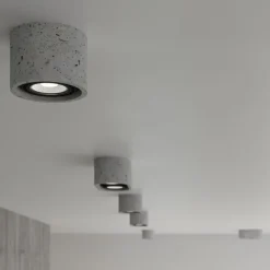Faretti Da Soffitto-Selezionato da Mazzolaluce Faretto da soffitto cemento grigio cilindro rotondo