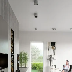 Faretti Da Soffitto-Selezionato da Mazzolaluce Faretto da soffitto cemento grigio cilindro rotondo