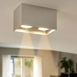 Faretti Da Soffitto-Selezionato da Mazzolaluce Faretto da soffitto cestello grigio i doppia luce