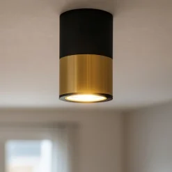 Faretti Da Soffitto-Selezionato da Mazzolaluce Faretto da soffitto cilindro bicolore nero oro