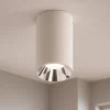 Faretti Da Soffitto-IsyLuce Faretto da soffitto cilindro bianco riflettore cromato