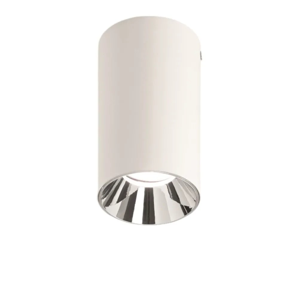 Faretti Da Soffitto-IsyLuce Faretto da soffitto cilindro bianco riflettore cromato