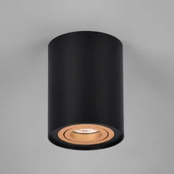 Faretti Da Soffitto-Selezionato da Mazzolaluce Faretto da soffitto cilindro nero oro orientabile