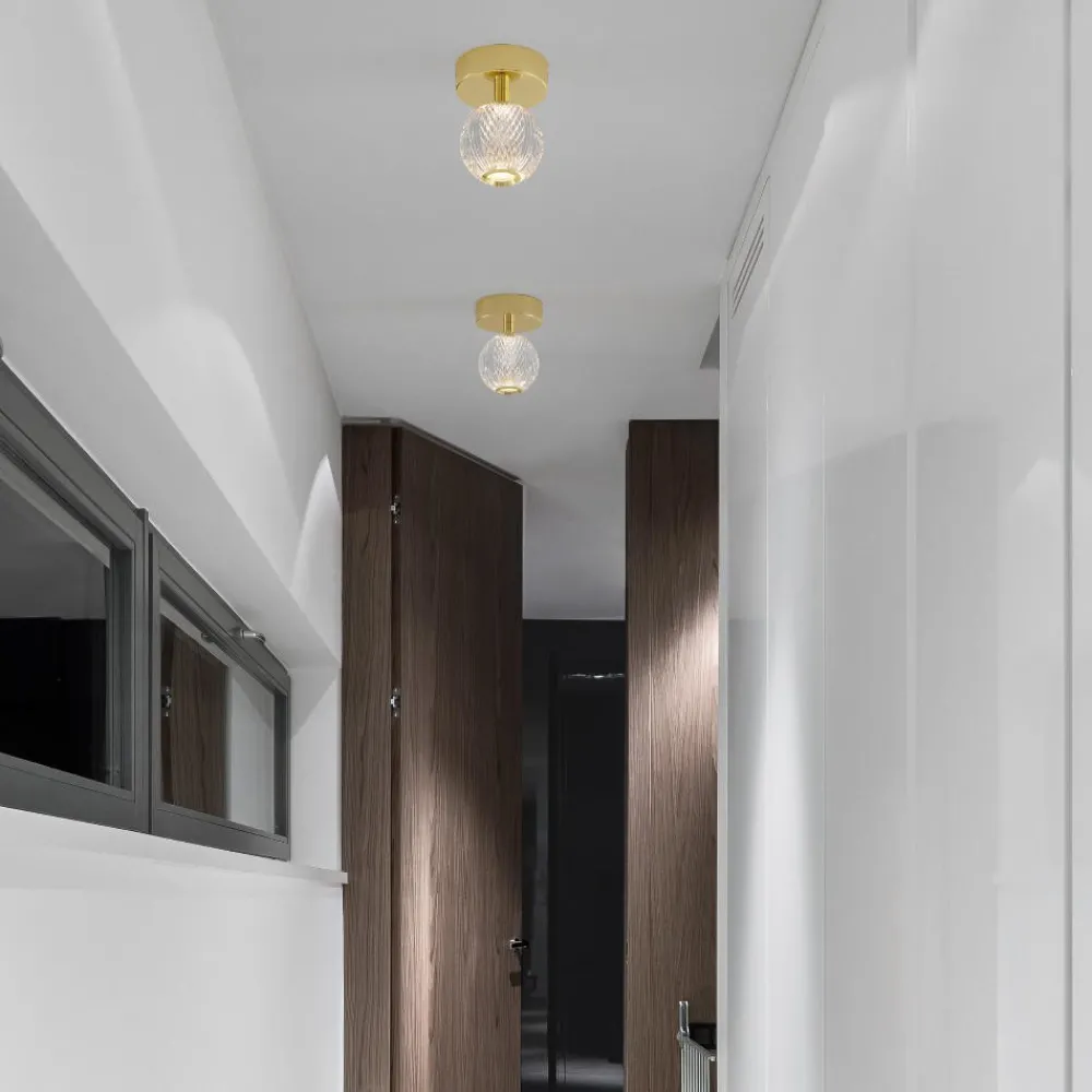 Faretti Da Soffitto-Selezionato da Mazzolaluce Faretto da soffitto contemporaneo oro sfere trasparenti led 3200k