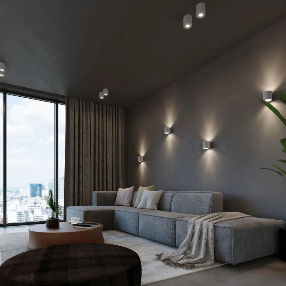 Faretti Da Soffitto-Selezionato da Mazzolaluce Faretto da soffitto in cemento cilindro grigio