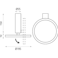Faretti Da Soffitto-Selezionato da Mazzolaluce Faretto da soffitto led 18w 3000k 1600 lumen orientabile nero