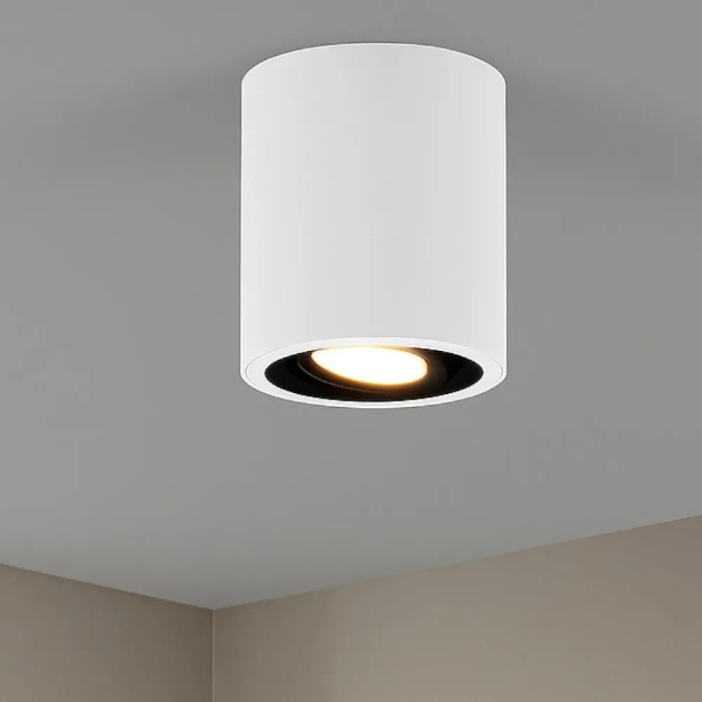 Faretti Da Soffitto-Selezionato da Mazzolaluce Faretto da soffitto luce gu10 orientabile cilindro bianco e nero