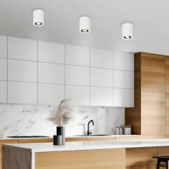 Faretti Da Soffitto-Selezionato da Mazzolaluce Faretto da soffitto luce gu10 orientabile cilindro bianco e nero