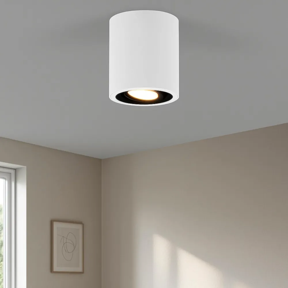 Faretti Da Soffitto-Selezionato da Mazzolaluce Faretto da soffitto luce gu10 orientabile cilindro bianco e nero
