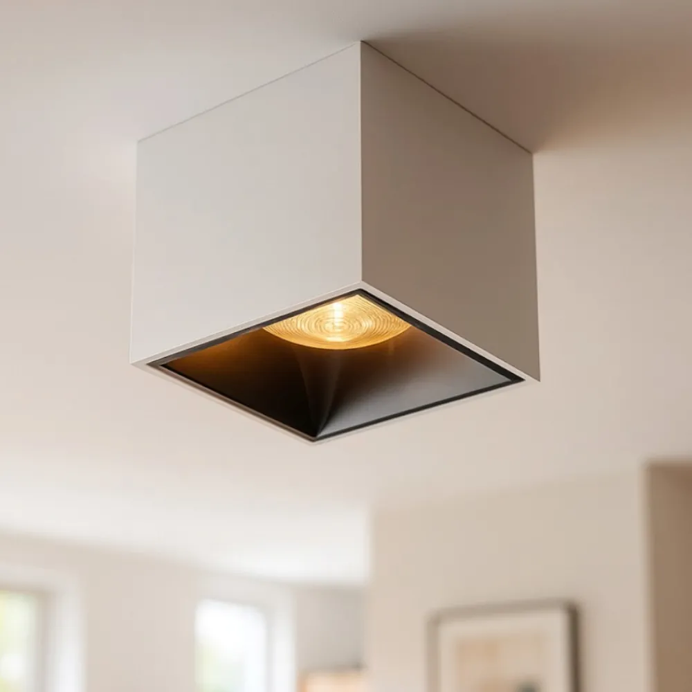 Faretti Da Soffitto-Maytoni Faretto da soffitto alfa cubo led 12w 3000k bianco nero