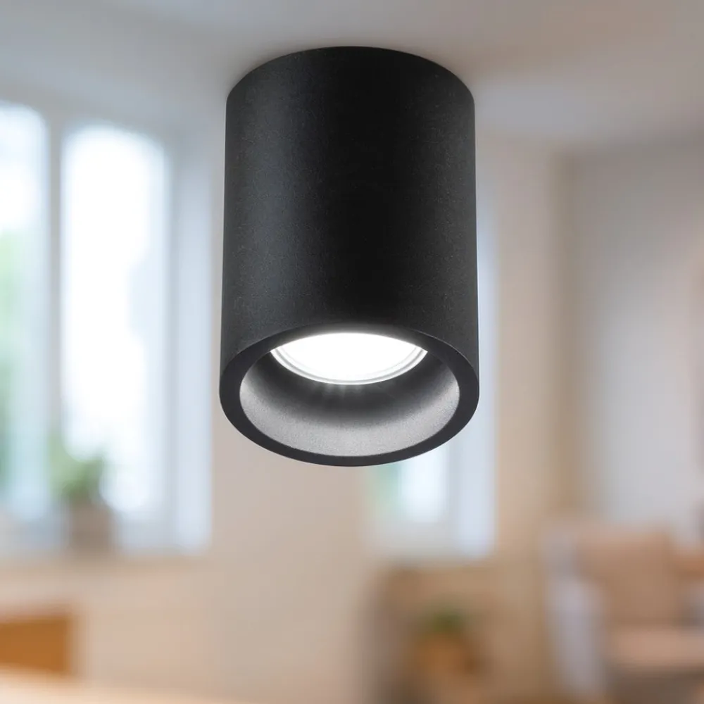 Faretti Da Soffitto-Selezionato da Mazzolaluce Faretto da soffitto nero cilindro