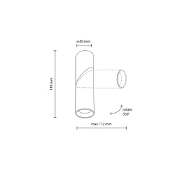 Faretti Da Soffitto-Selezionato da Mazzolaluce Faretto da soffitto parete cilindro nero orientabile gu10