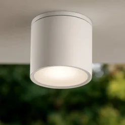 Faretti Da Esterno-IsyLuce Faretto da soffitto per esterno cilindro bianco