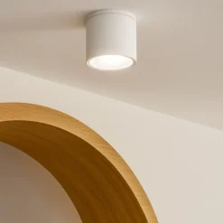 Faretti Da Esterno-IsyLuce Faretto da soffitto per esterno cilindro bianco