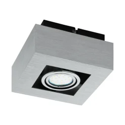 Faretti Da Soffitto-Eglo Faretto da soffitto plafone quadrato orientabile nickel fp