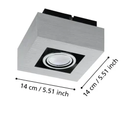 Faretti Da Soffitto-Eglo Faretto da soffitto plafone quadrato orientabile nickel fp