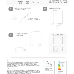 Faretti Da Soffitto-Selezionato da Mazzolaluce Faretto da soffitto quadrato in gesso bianco