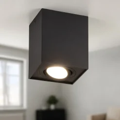 Faretti Da Soffitto-Selezionato da Mazzolaluce Faretto da soffitto squadrato nero orientabile