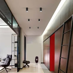 Faretti Da Soffitto-IsyLuce Faretto da soffitto tubo nero riflettore cromato