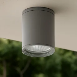 Faretti Da Esterno-Selezionato da Mazzolaluce Faretto da tetto per esterno ip44 cilindro metallo grigio scuro 220v gu10