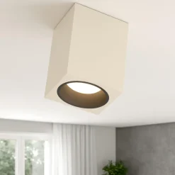 Faretti Da Soffitto-Selezionato da Mazzolaluce Faretto di gesso bianco parabola alluminio nero da soffitto