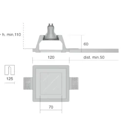 Faretti Da Incasso-IsyLuce Faretto di gesso da incasso quadrato con vetro