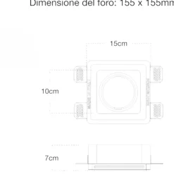 Faretti Da Incasso-Selezionato da Mazzolaluce Faretto di gesso quadrato da incasso a soffitto gx53