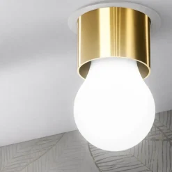 Faretti Da Incasso-Linea Light Faretto e27 ottone da incasso sporgente a soffitto birba
