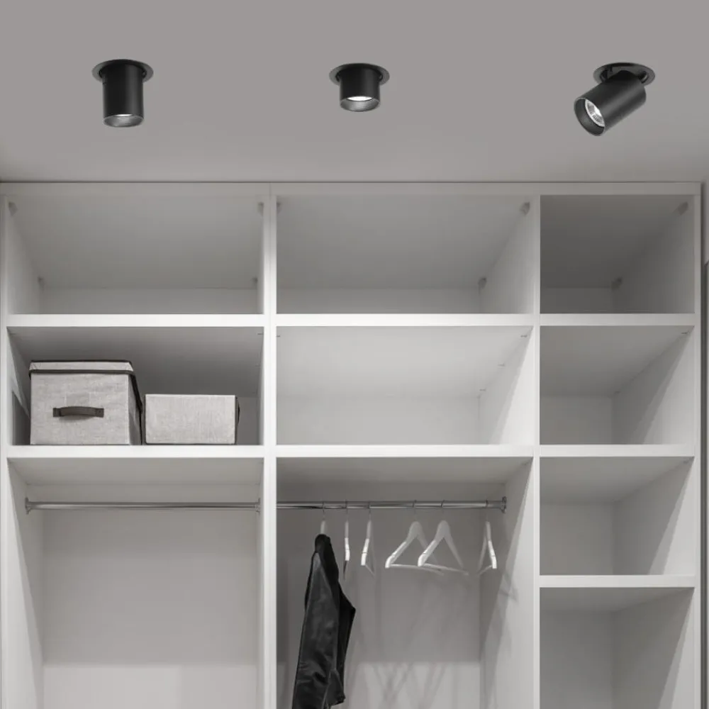 Faretti Da Incasso-Selezionato da Mazzolaluce Faretto estraibile da incasso led 30w 3000k nero orientabile per cartongesso