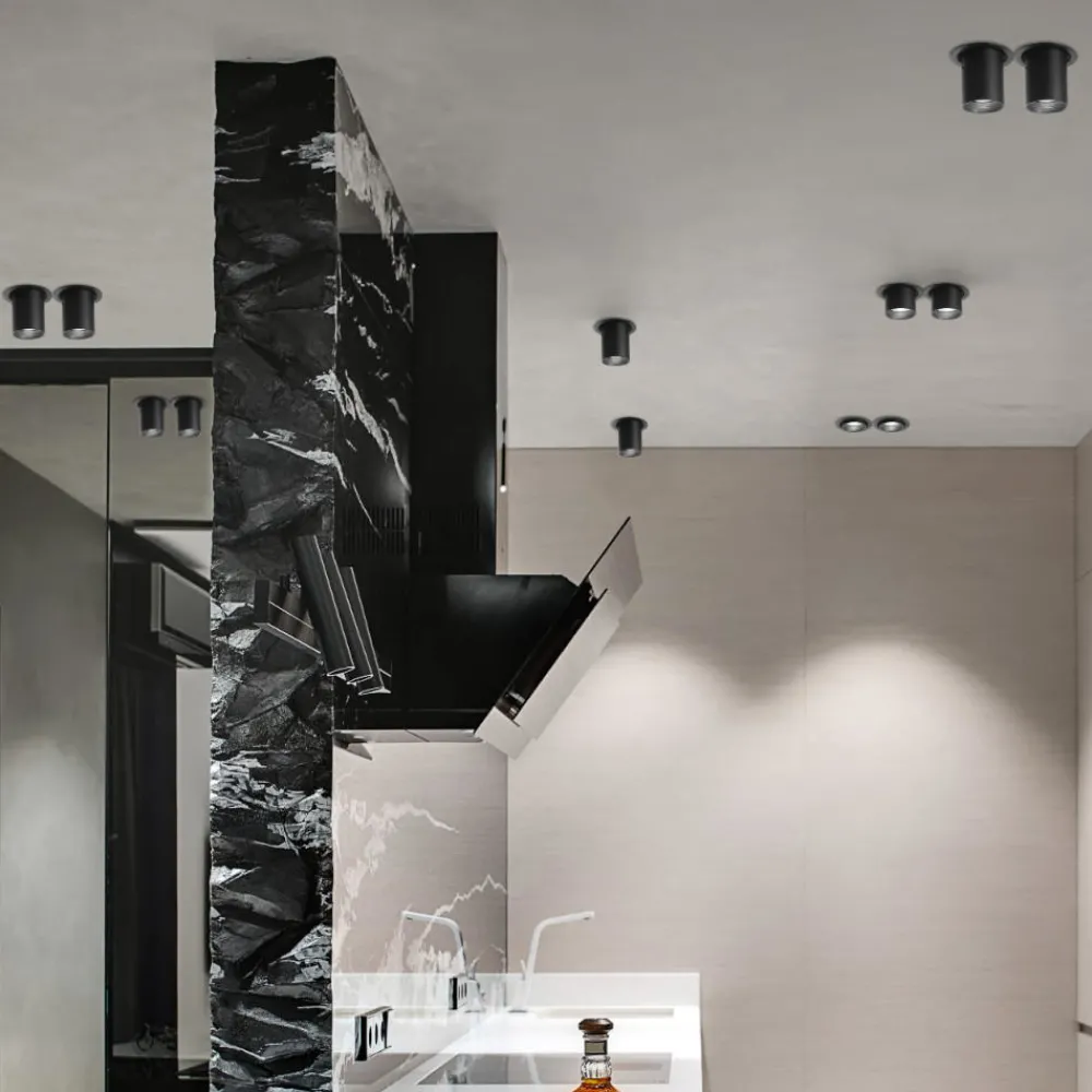 Faretti Da Incasso-Selezionato da Mazzolaluce Faretto estraibile da incasso led 30w 3000k nero orientabile per cartongesso
