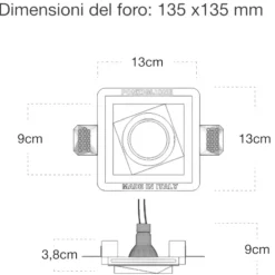 Faretti Da Incasso-Selezionato da Mazzolaluce Faretto forma diamante da incasso in gesso per controsoffitto