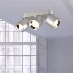 Faretti Da Incasso-Selezionato da Mazzolaluce Faretto grigio da incasso o plafone a soffitto 3 luci orientabili
