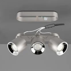 Faretti Da Incasso-Selezionato da Mazzolaluce Faretto grigio da incasso o plafone a soffitto 3 luci orientabili