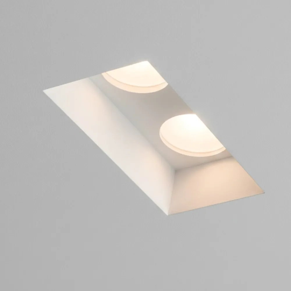 Faretti Da Incasso-Selezionato da Mazzolaluce Faretto in gesso da incasso a soffitto 2 luci rettangolare
