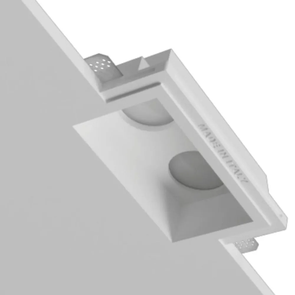 Faretti Da Incasso-Selezionato da Mazzolaluce Faretto in gesso da incasso a soffitto 2 luci rettangolare