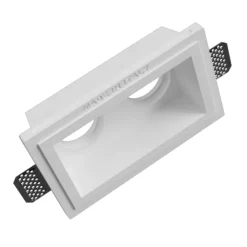 Faretti Da Incasso-Selezionato da Mazzolaluce Faretto in gesso da incasso a soffitto 2 luci rettangolare