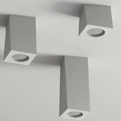 Faretti Da Incasso-Selezionato da Mazzolaluce Faretto in gesso da incasso sporgente a soffitto bianco parallelepipedo