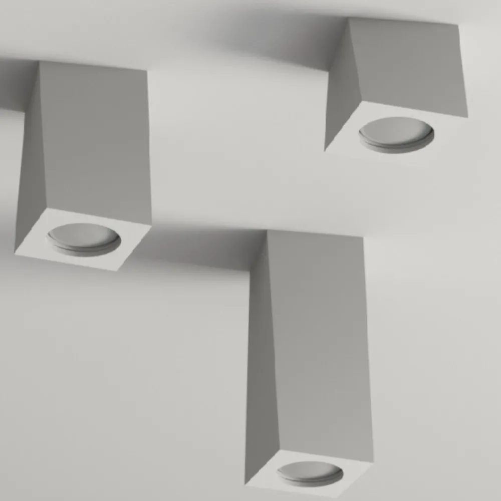 Faretti Da Incasso-Selezionato da Mazzolaluce Faretto in gesso da incasso sporgente a soffitto bianco parallelepipedo
