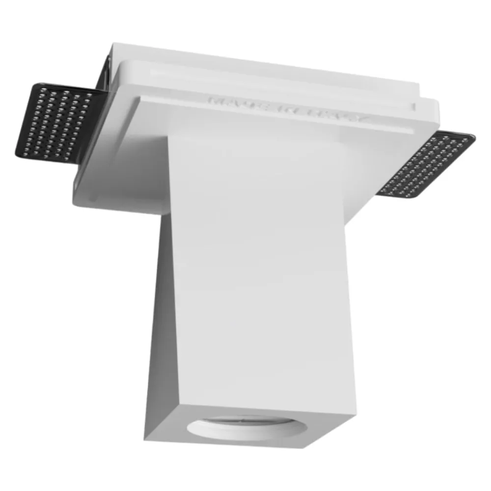 Faretti Da Incasso-Selezionato da Mazzolaluce Faretto in gesso da incasso sporgente a soffitto bianco parallelepipedo