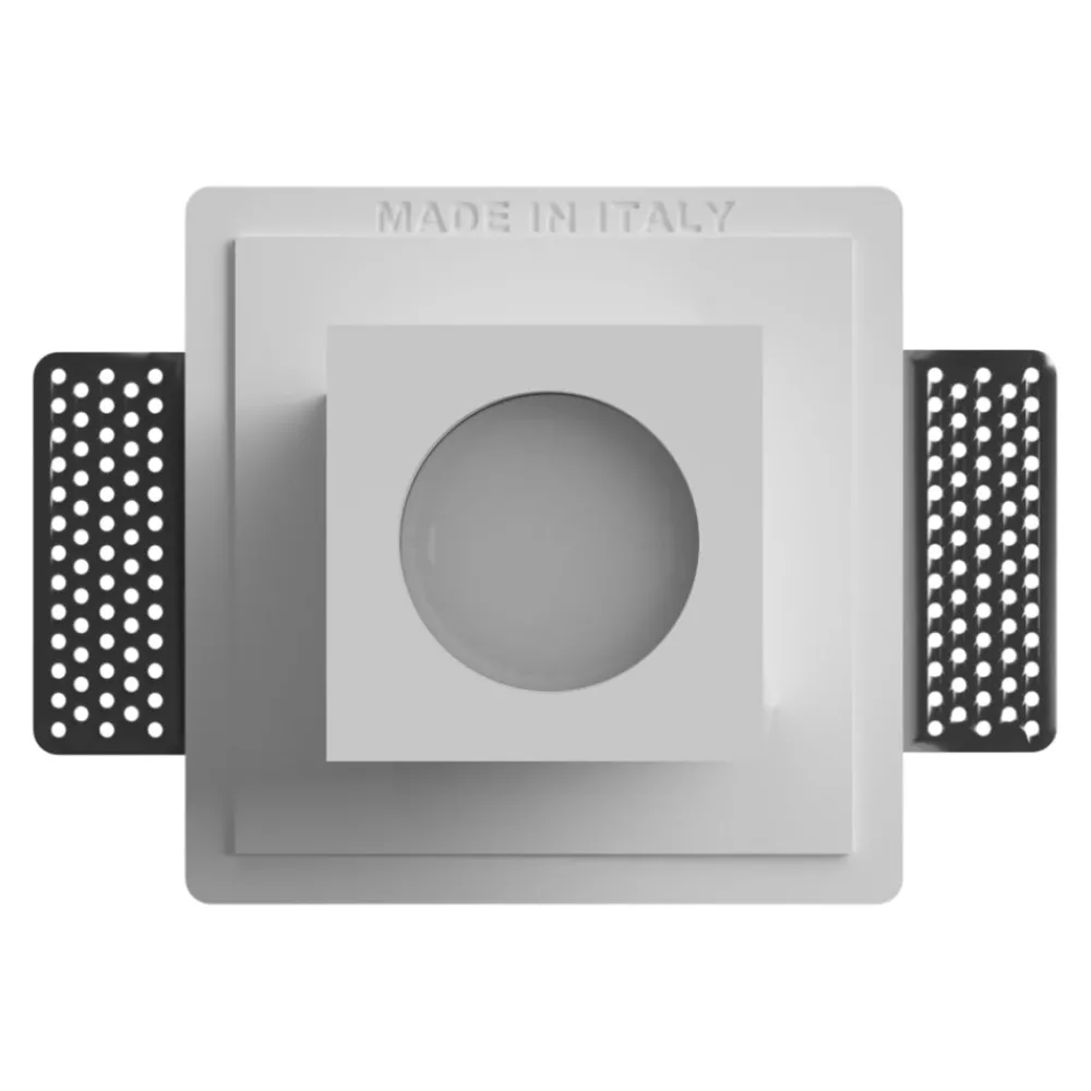 Faretti Da Incasso-Selezionato da Mazzolaluce Faretto in gesso da incasso sporgente a soffitto bianco parallelepipedo