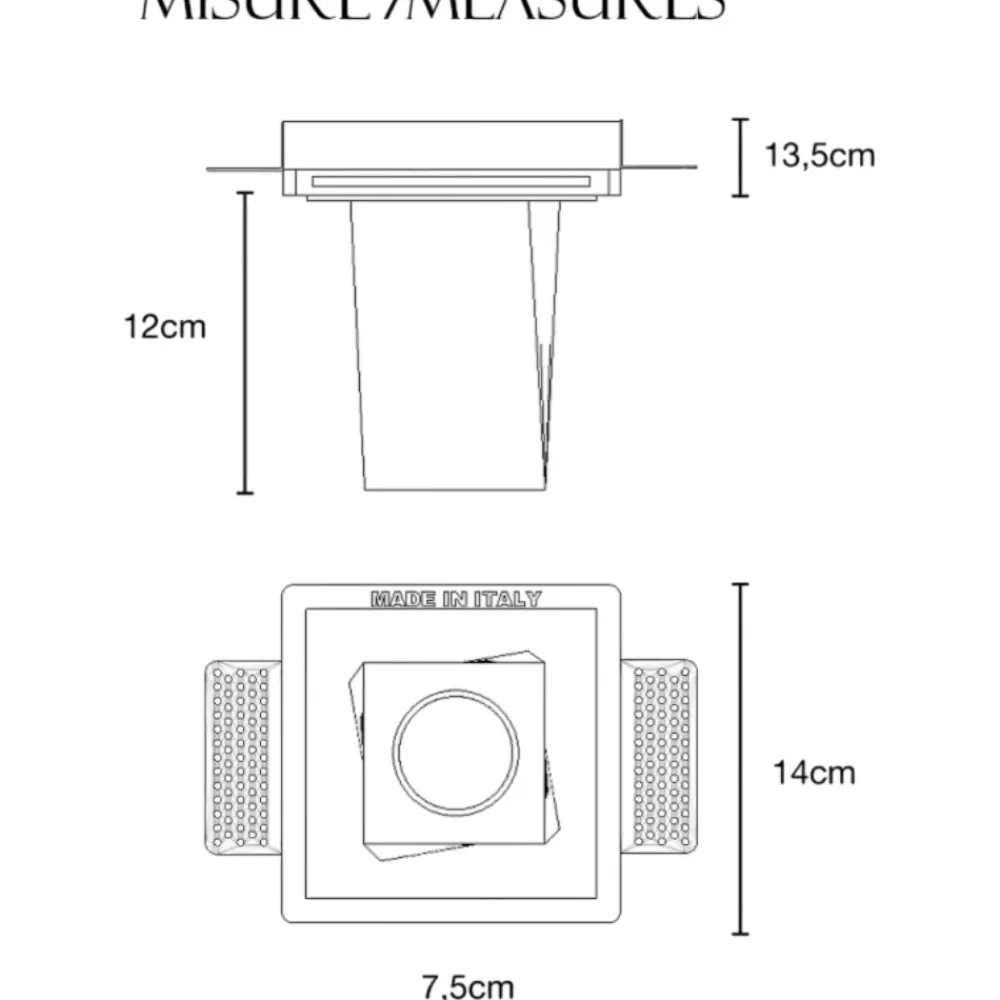 Faretti Da Incasso-Selezionato da Mazzolaluce Faretto in gesso da incasso sporgente a soffitto bianco parallelepipedo