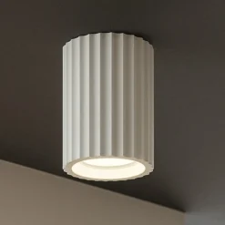 Faretti Da Soffitto-IsyLuce Faretto in gesso da soffitto cilindro rigato gypsos