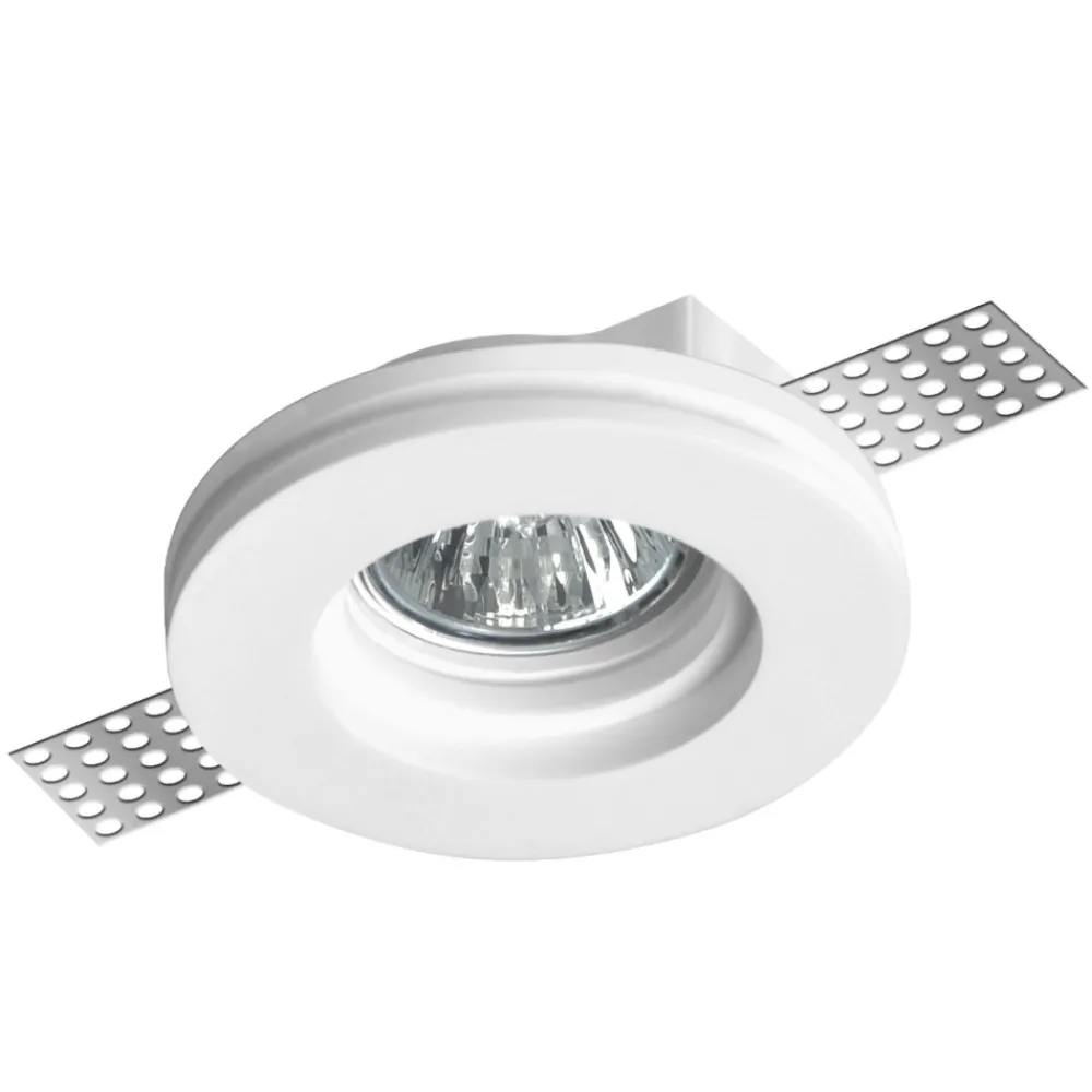 Faretti Da Incasso-Selezionato da Mazzolaluce Faretto in gesso rotondo da incasso per soffitto gu10