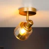 Faretti Da Soffitto-Selezionato da Mazzolaluce Faretto lampada da soffitto oro con vetroambra orientabile