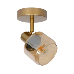 Faretti Da Soffitto-Selezionato da Mazzolaluce Faretto lampada da soffitto oro con vetroambra orientabile