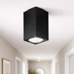 Faretti Da Soffitto-Ondaluce Faretto led a soffitto squadrato nero aloa