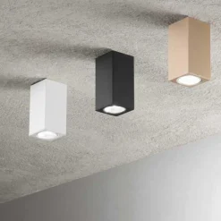 Faretti Da Soffitto-Ondaluce Faretto led a soffitto squadrato nero aloa