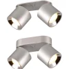 Plafoniere Moderne-Selezionato da Mazzolaluce Faretto led da incasso o plafone grigio cromo 2 luci orientabili