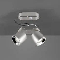 Plafoniere Moderne-Selezionato da Mazzolaluce Faretto led da incasso o plafone grigio cromo 2 luci orientabili