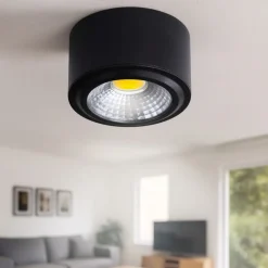 Faretti Da Soffitto-Selezionato da Mazzolaluce Faretto led 8w 3200k da soffitto nero rotondo fp